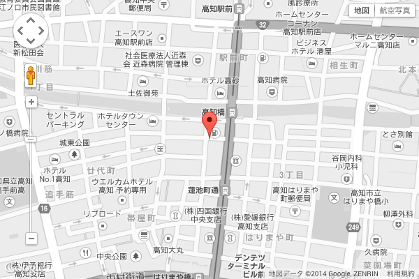 高知県高知市はりまや町 居酒屋「土佐料理 たたき亭」地図